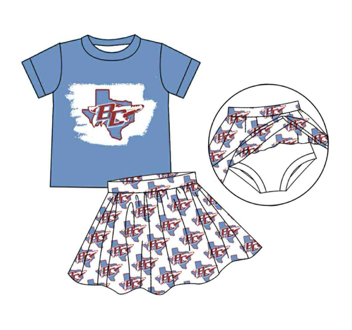toddle girls cheer team skirt set