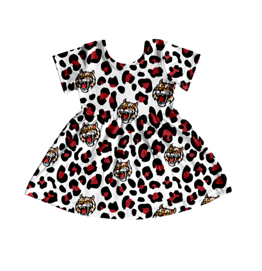 baby girl custom team tiger cheetah print dress