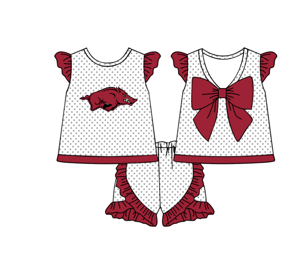 Custom team top matching shorts girl summer outfit