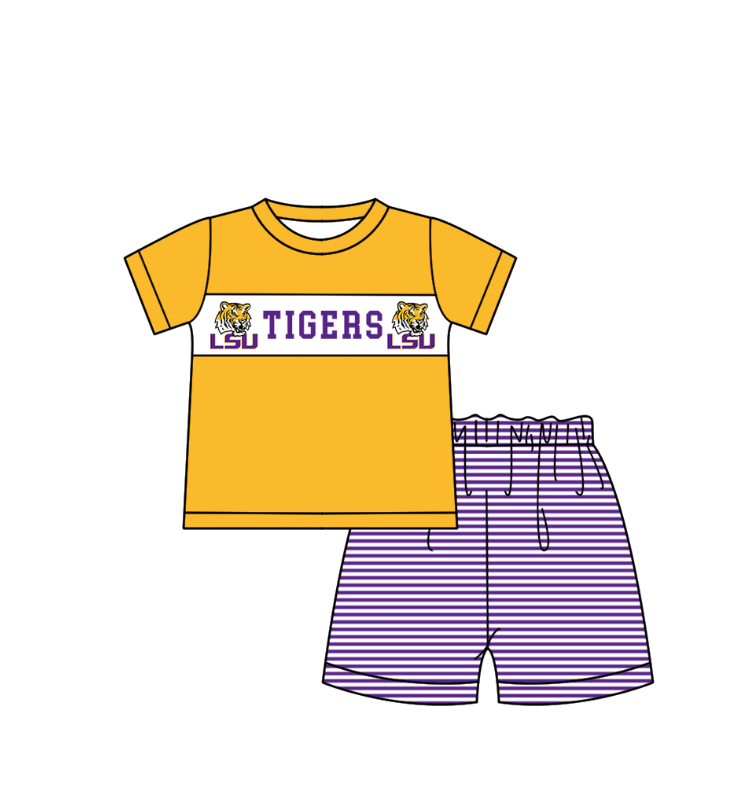 Custom collegiate team top matching shorts kids summer wholesale factory outfit