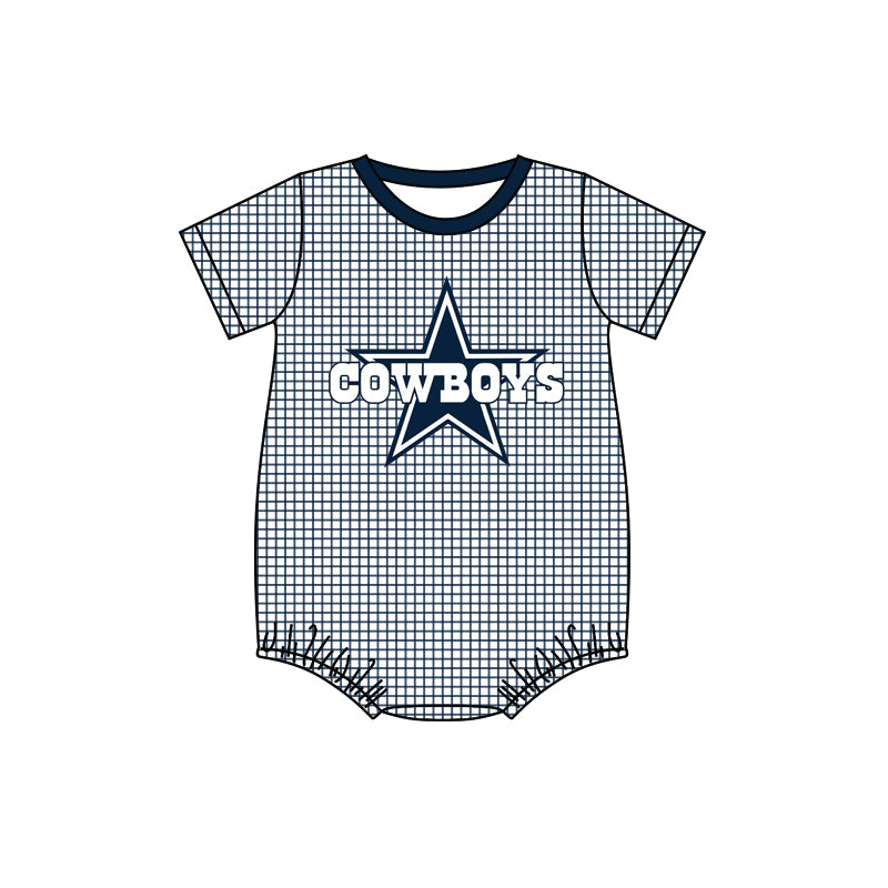 toddle baby boy team blue cowboy romper