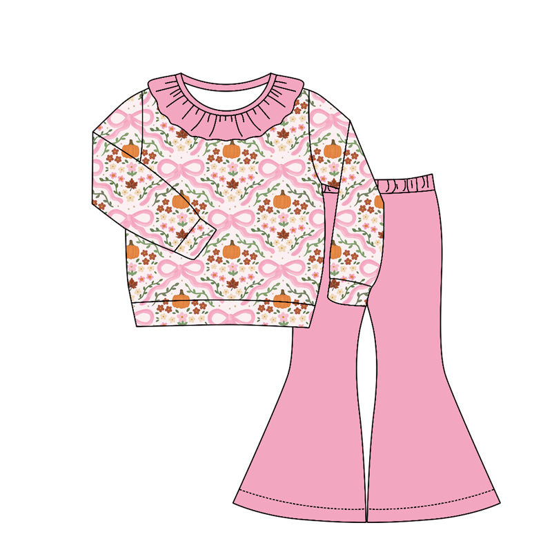 baby girl long sleeve fall pumpkins top matching pants custom design outfit