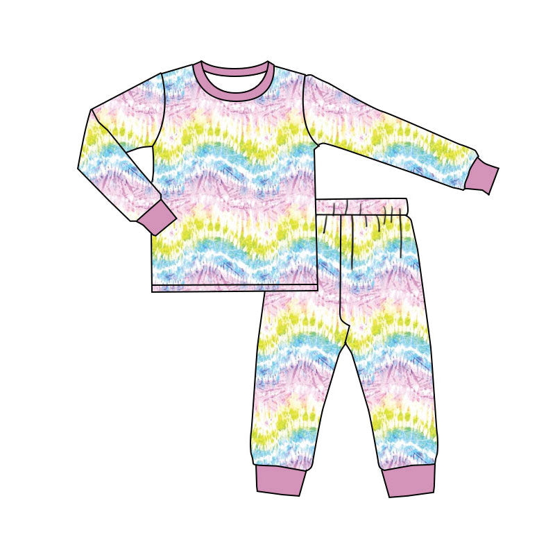 Tie dye design kids pajama set wholesal factory price