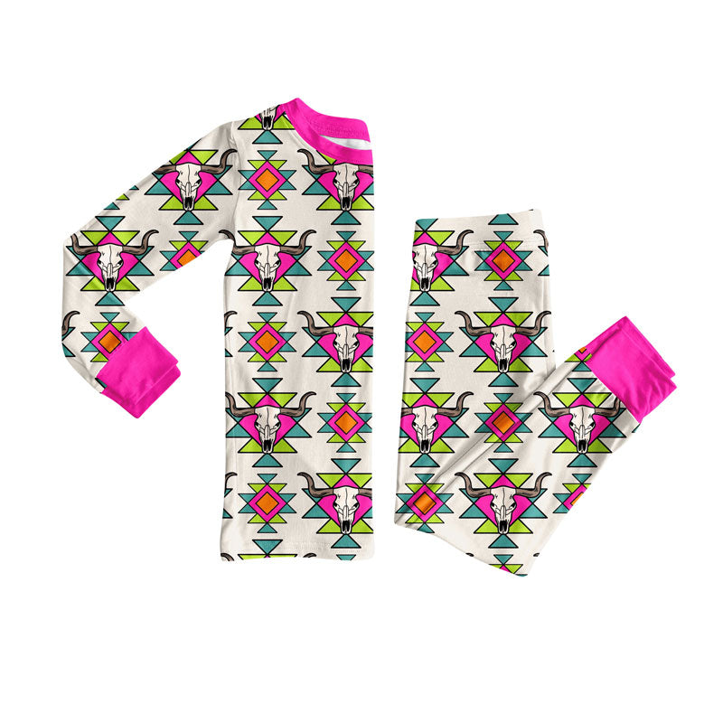 Western aztec kids long sleeve pajama set wholesal factory price