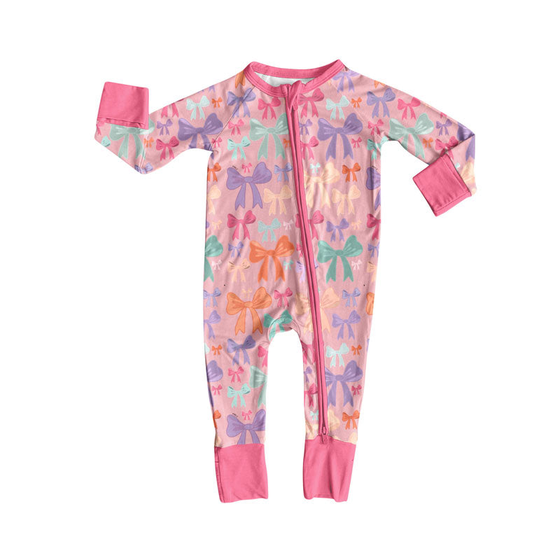 toddle baby Colorful bow zip romper wholesale factory price