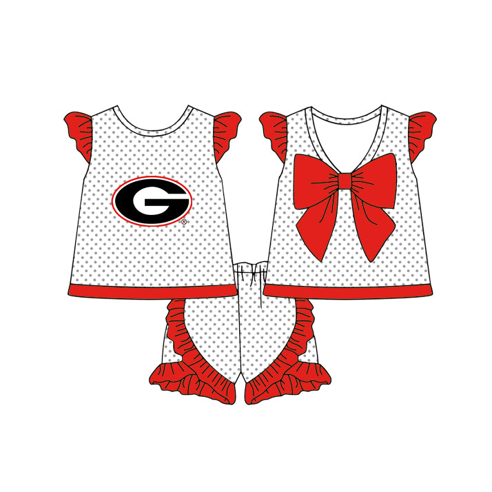 Custom team top matching shorts girl summer outfit