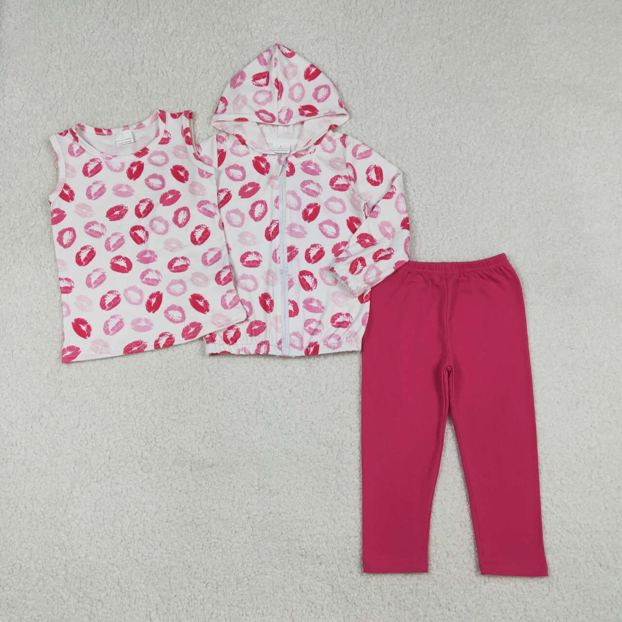 Valentines day girls long sleeve outfit add vest