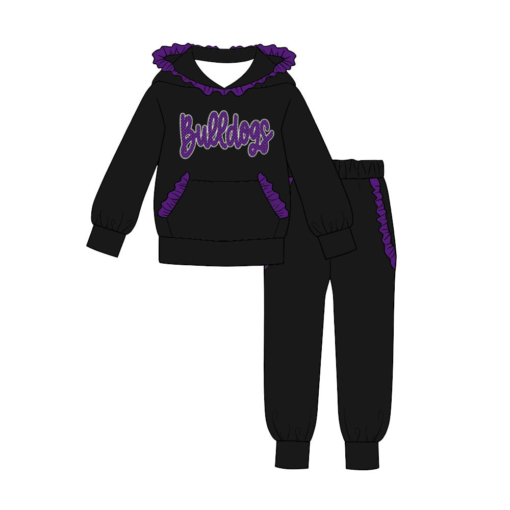 Toddle kids girl custom bulldog hoodies matching pants spring fall design outfit