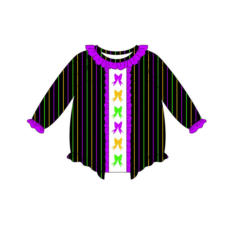 Toddle baby mardi gras bow romper wholesale factory price