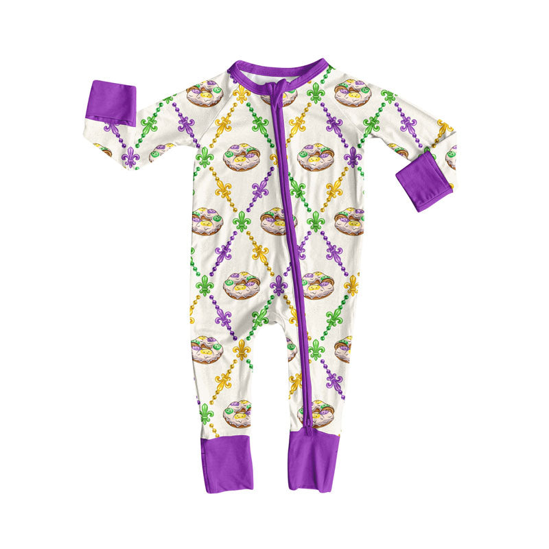 Toddle baby mardi gras long sleeve romper wholesale factory price