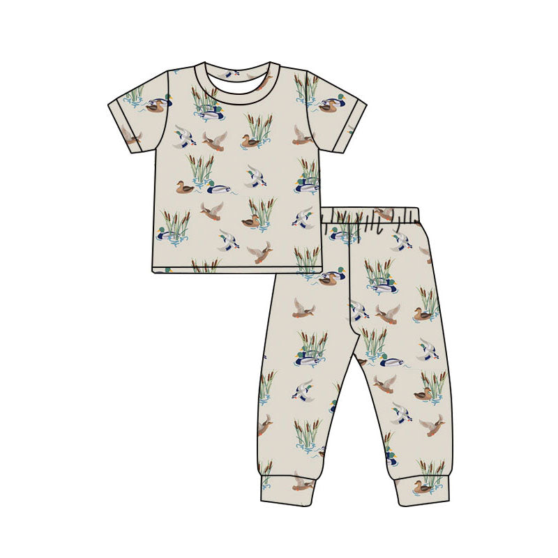 Mallard duck design kids pajama set wholesal factory price