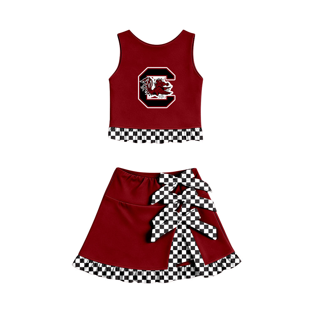 wholesale kids clothes custom Carolina team design skirt matching outfit