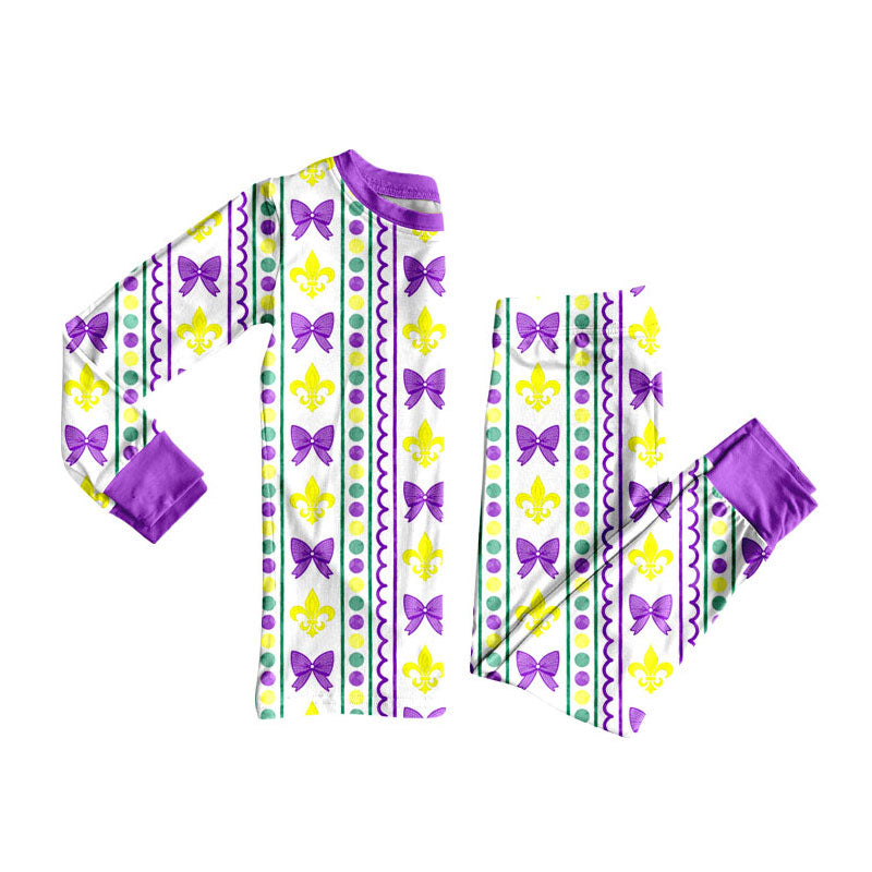Mardi Gras kids long sleeve pajama set wholesal factory price