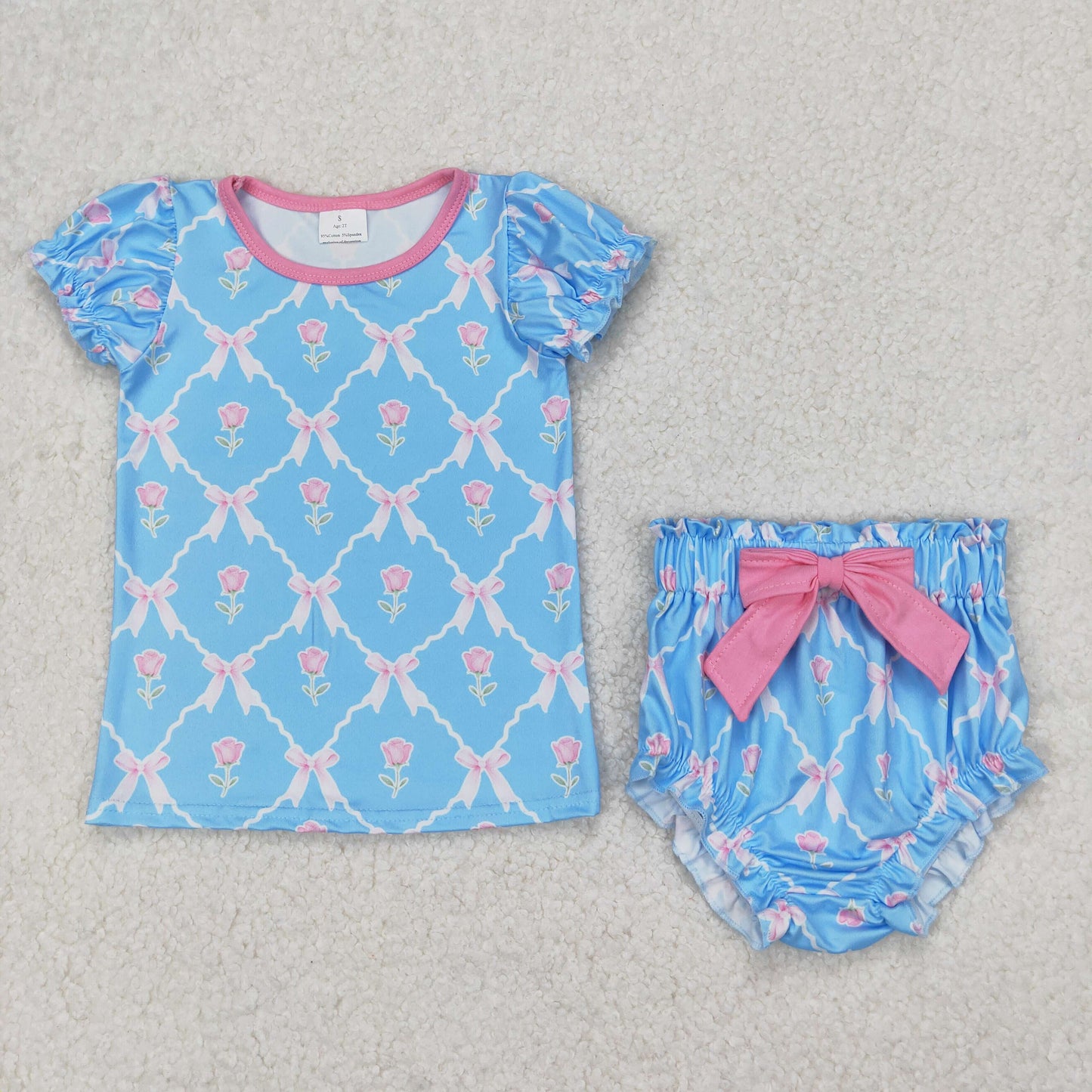 baby girls blue floral bummies outfit