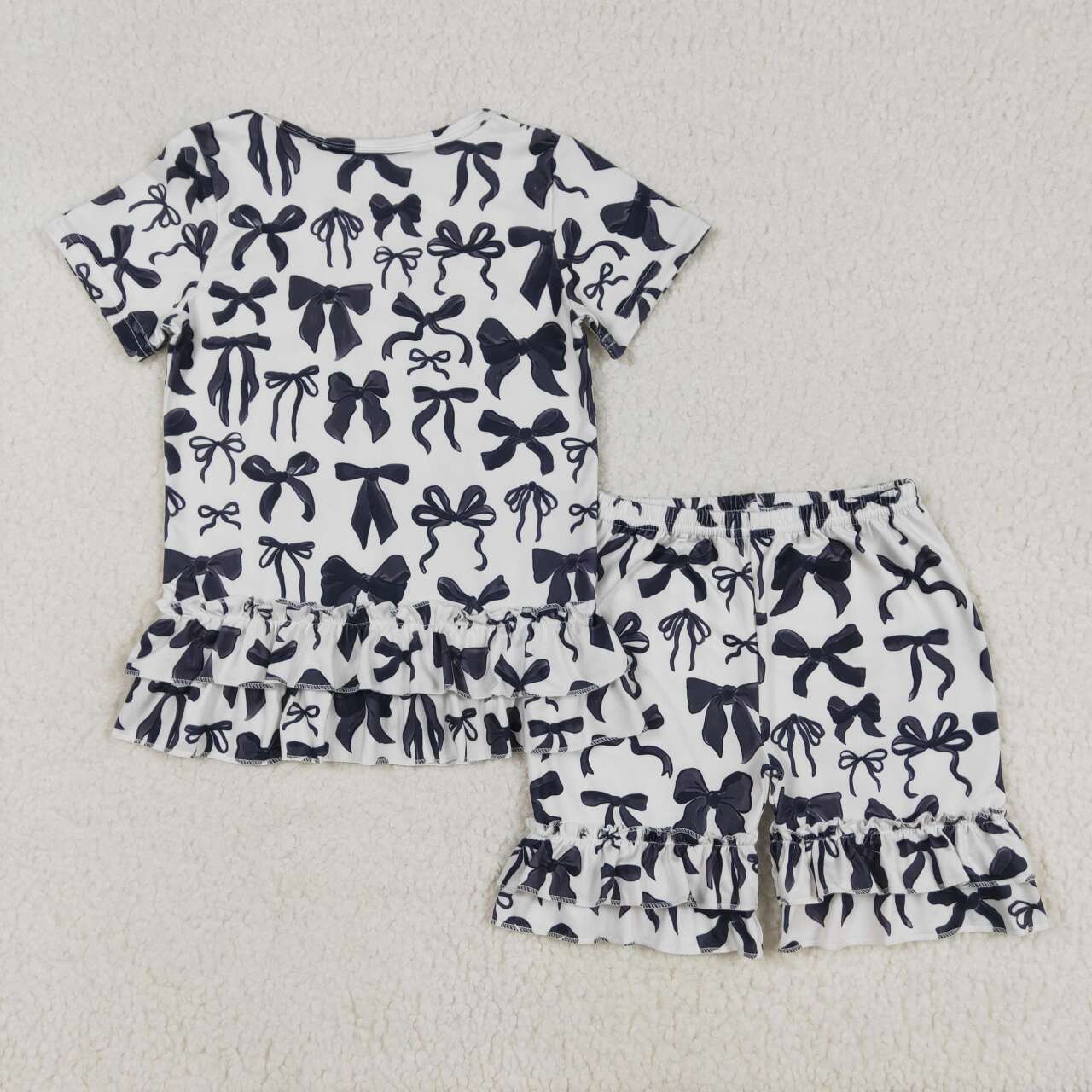 Baby girls black bow summer outfit