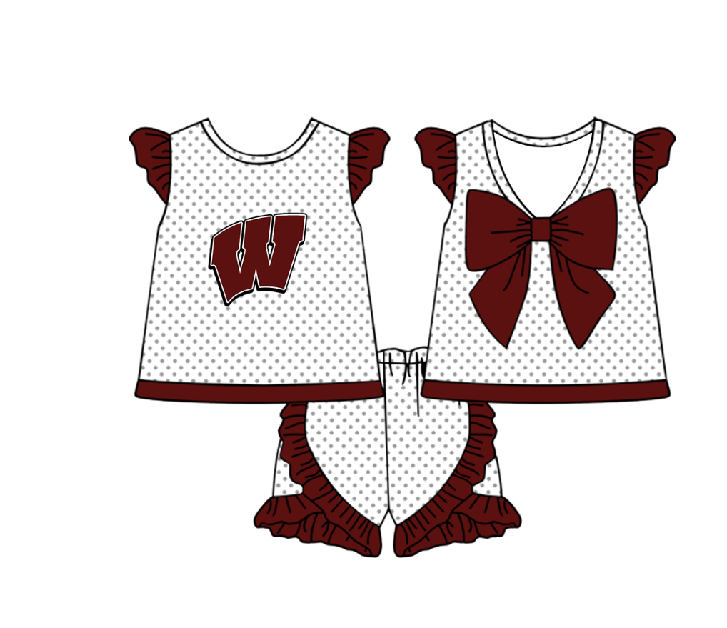 Custom team top matching shorts girl summer outfit