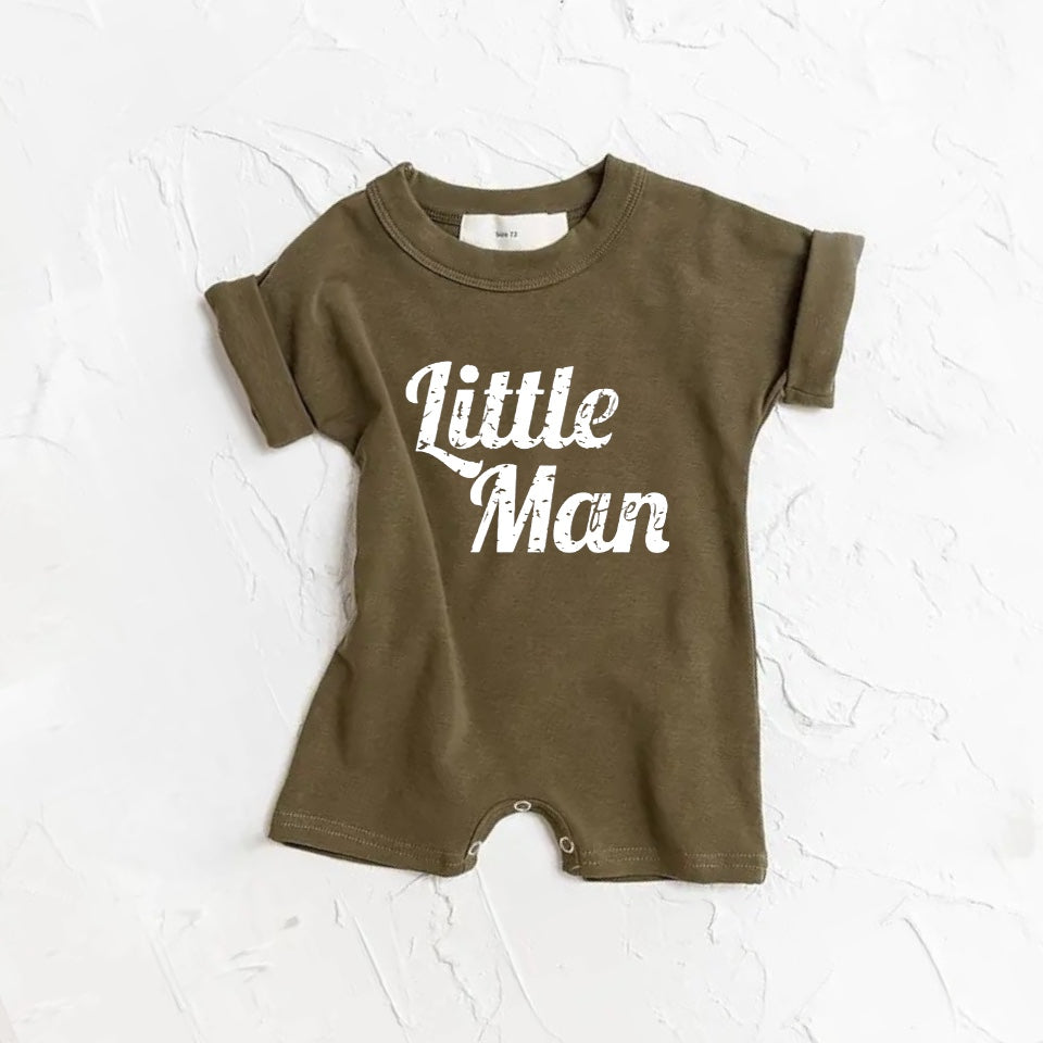 Little man kids short sleeve romper