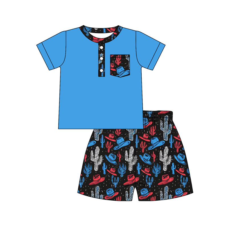 Cactus pocket top matching shorts boy summer outfit