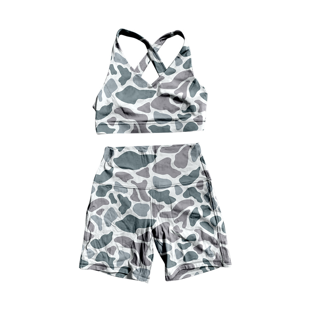 Grey camo design baby girls wholesale summer swimwear
