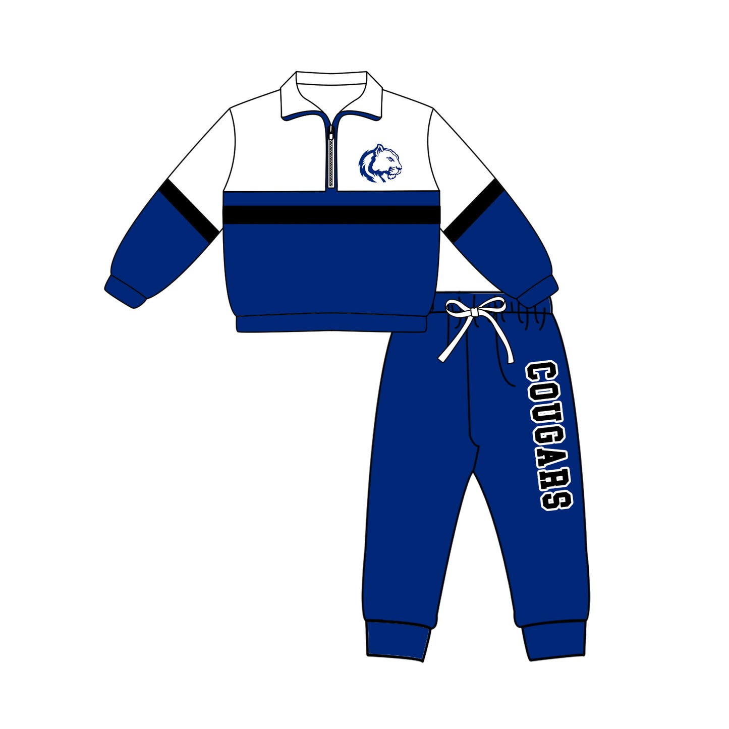 Kids long sleeve team pullover top matching pants outfit wholesal factory price