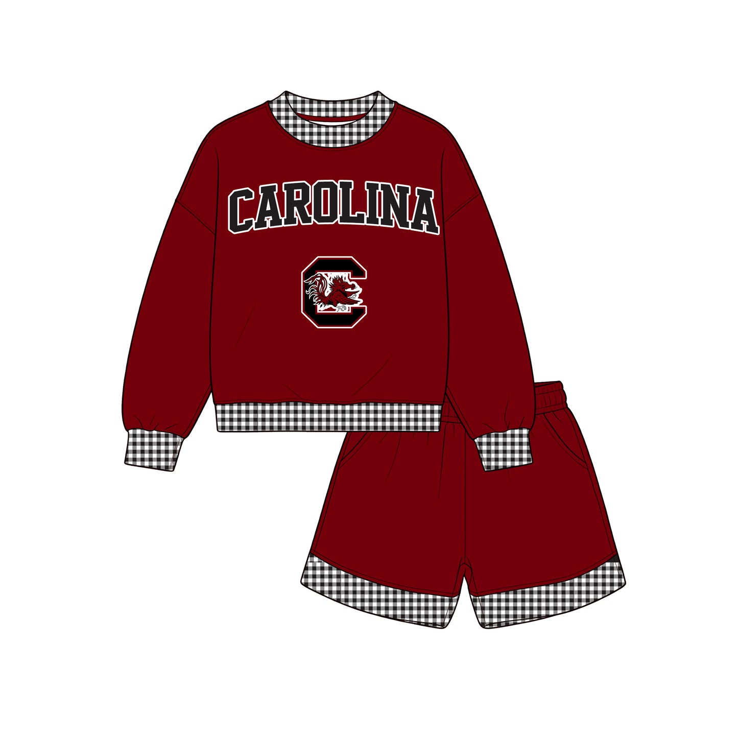 Toddle kids custom Carolina team design long sleeve outfit