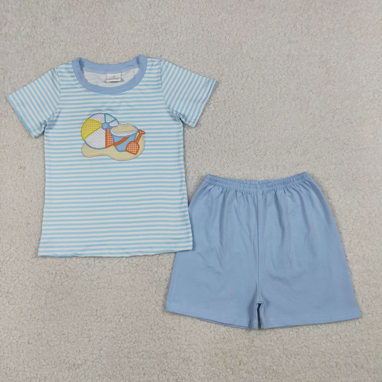 Beach ball embroidery top matching shorts girls summer outfit
