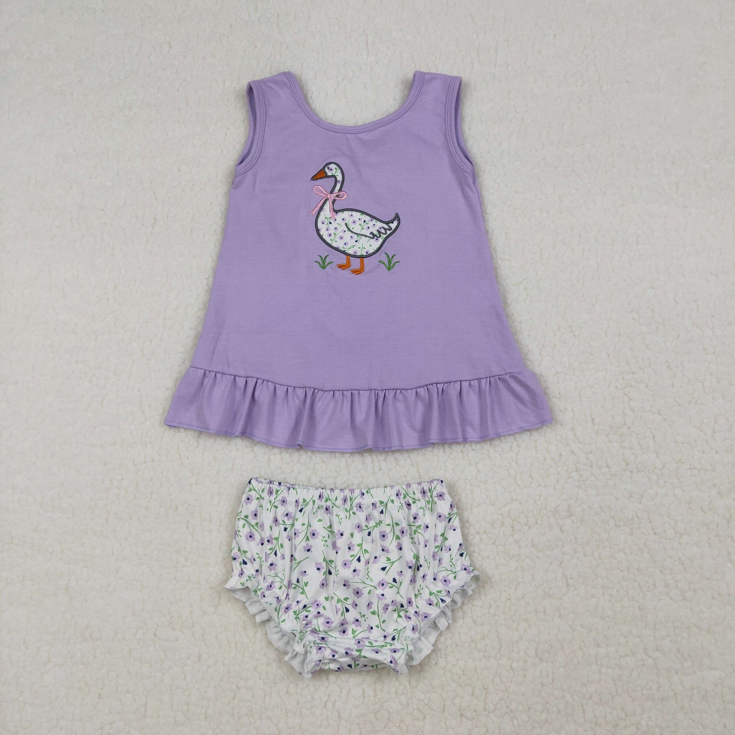 Floral goose embroidery design summer dress