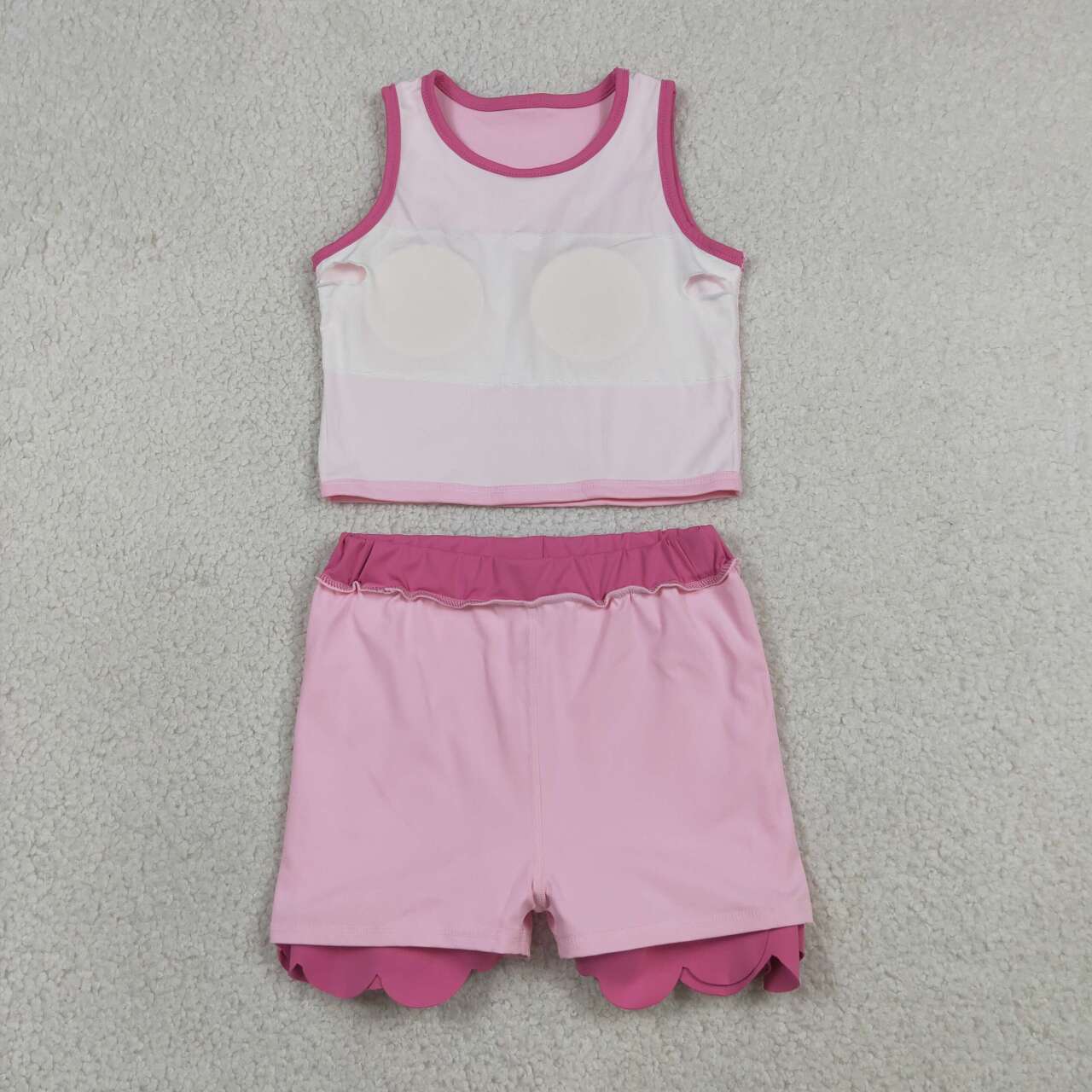 Pink yoga top matching skorts girls summer outfit
