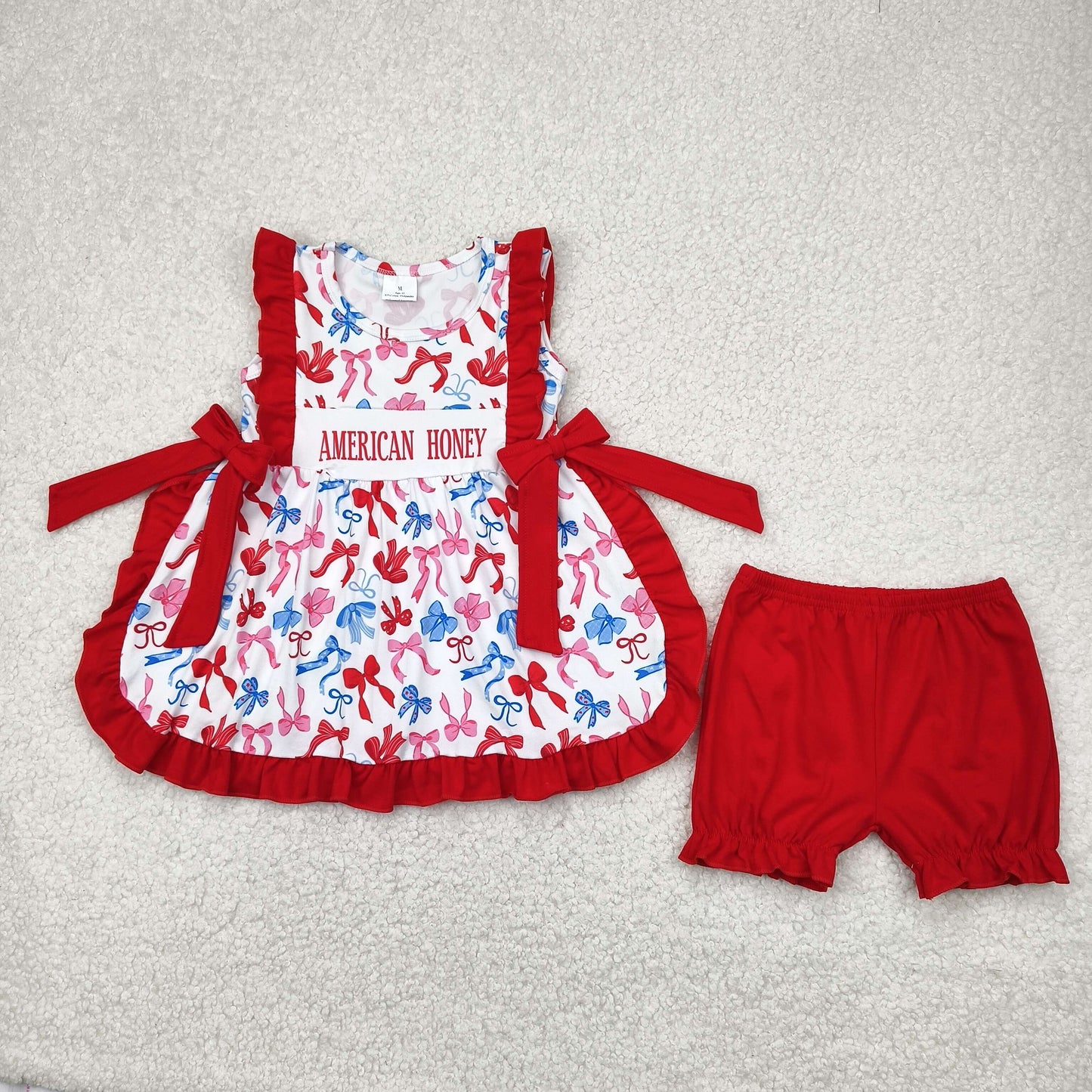 American honey JULY 4th baby girls summer outfit