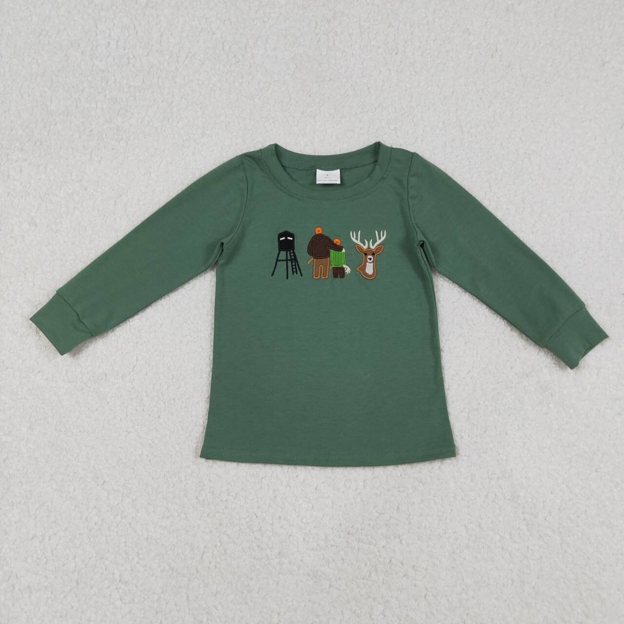 Embroidery deer hunting season kids boy long sleeve top