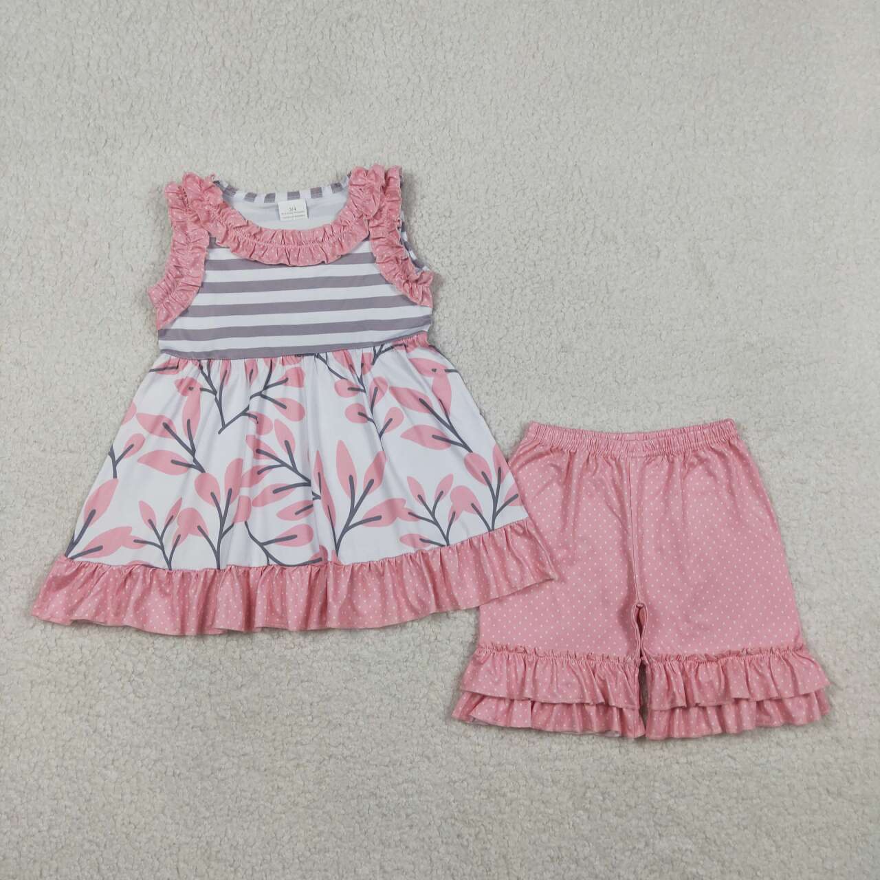 Flowers shirt matching shorts girls summer outfit