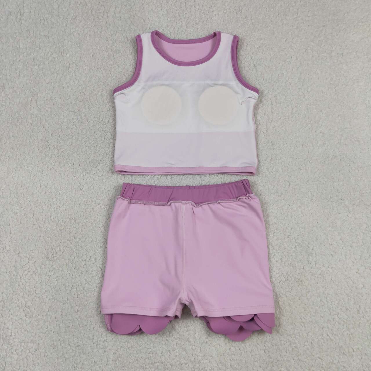 Girls summer pink color yoga tank top matching skorts outfit