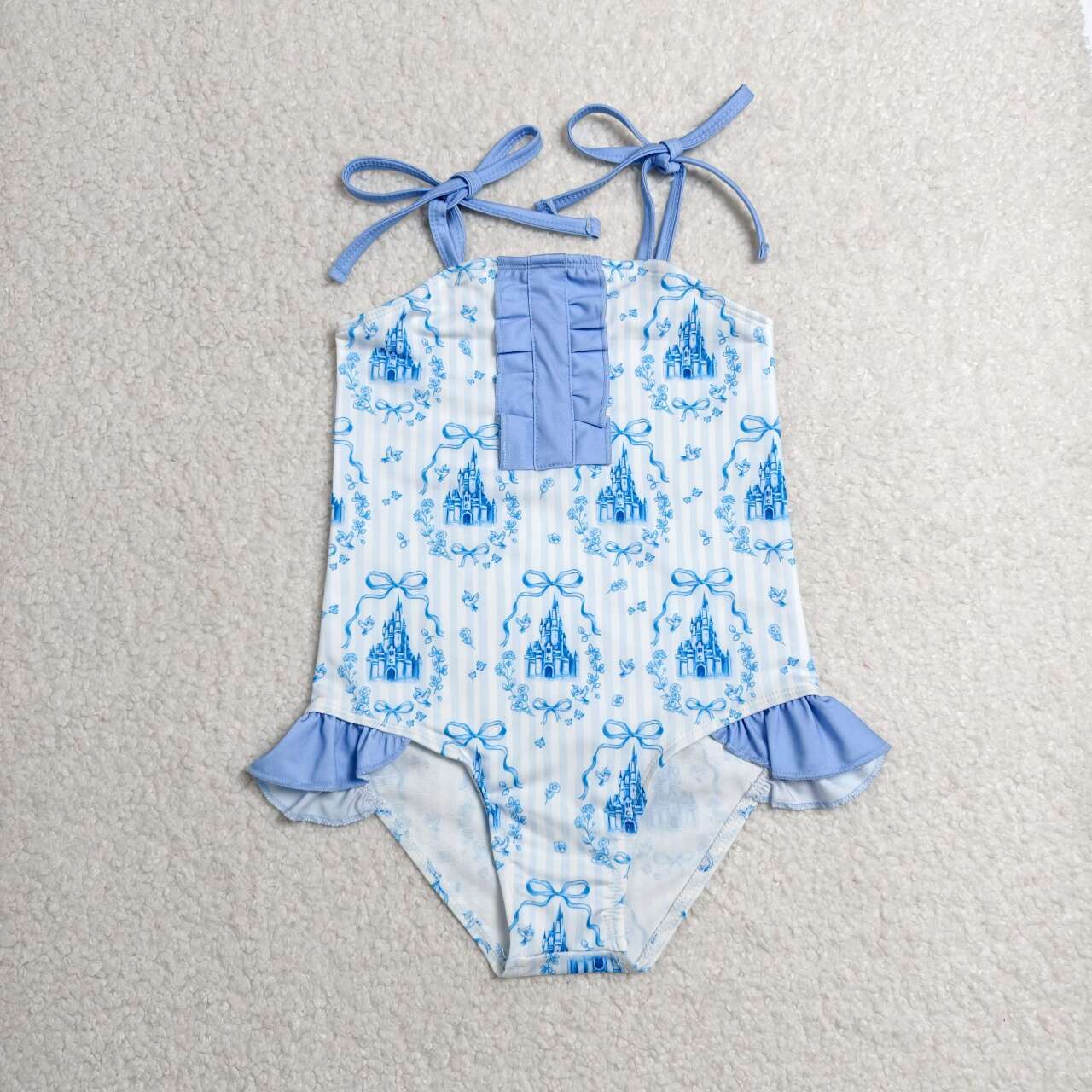 One piece castle bathing suit kids swimwear