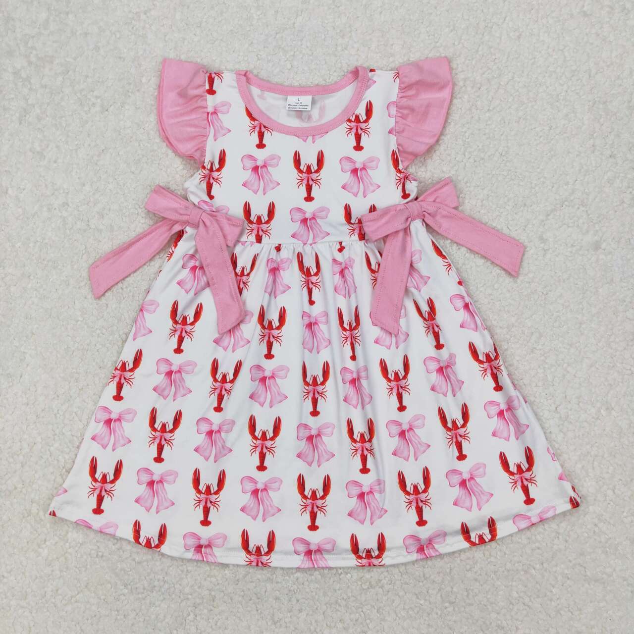 Baby girls pink bow crawfish summer dress