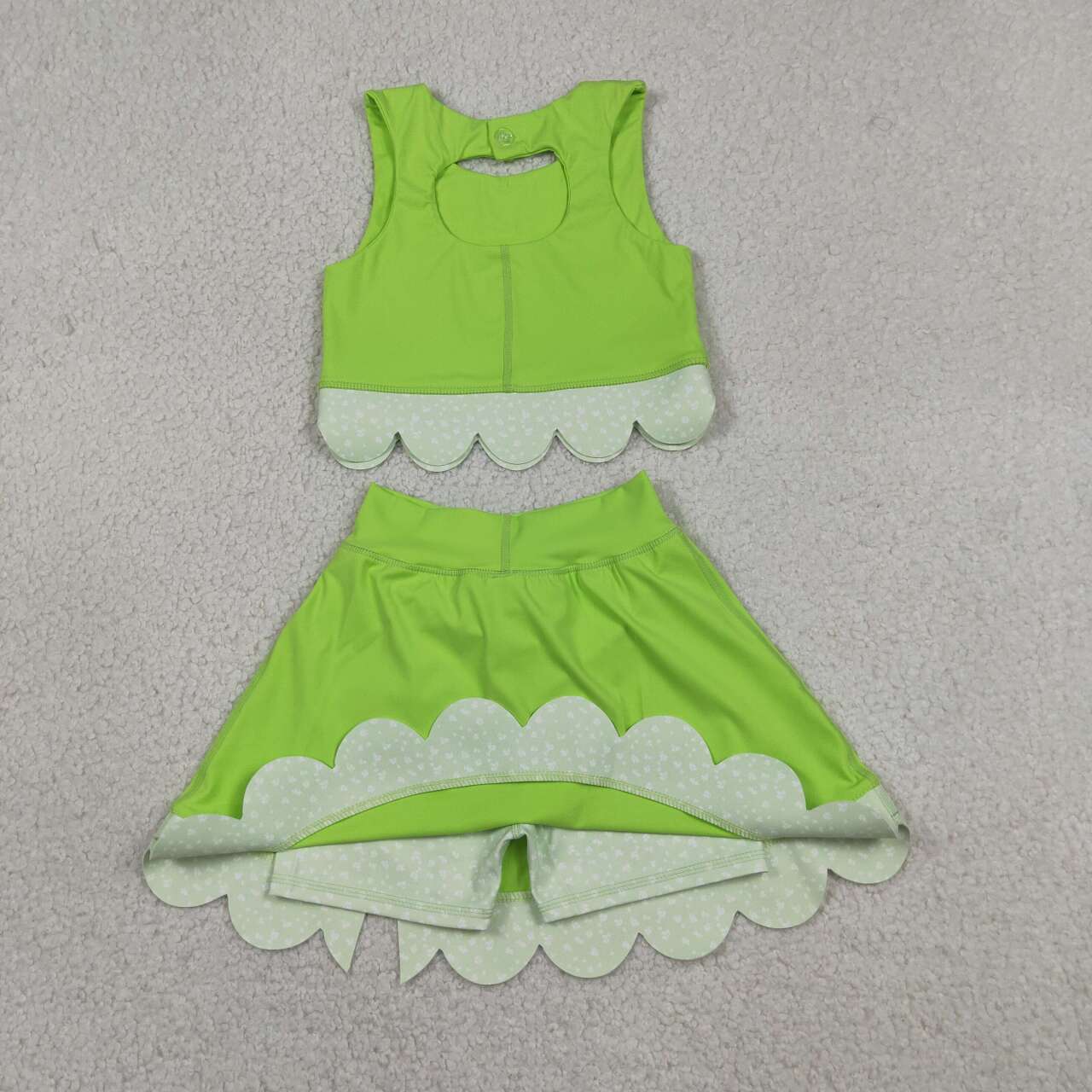 Lime green tank top matching skirt girls summer active wear yoga outfit