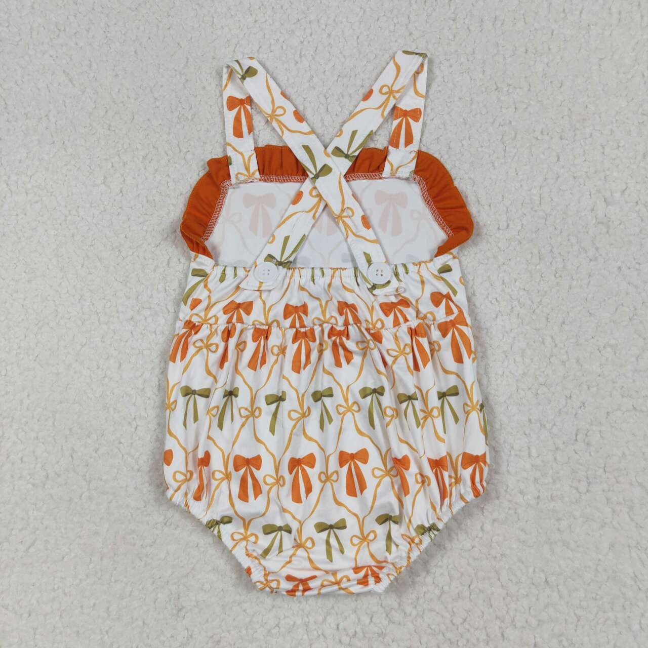Orange bow design baby girls romper