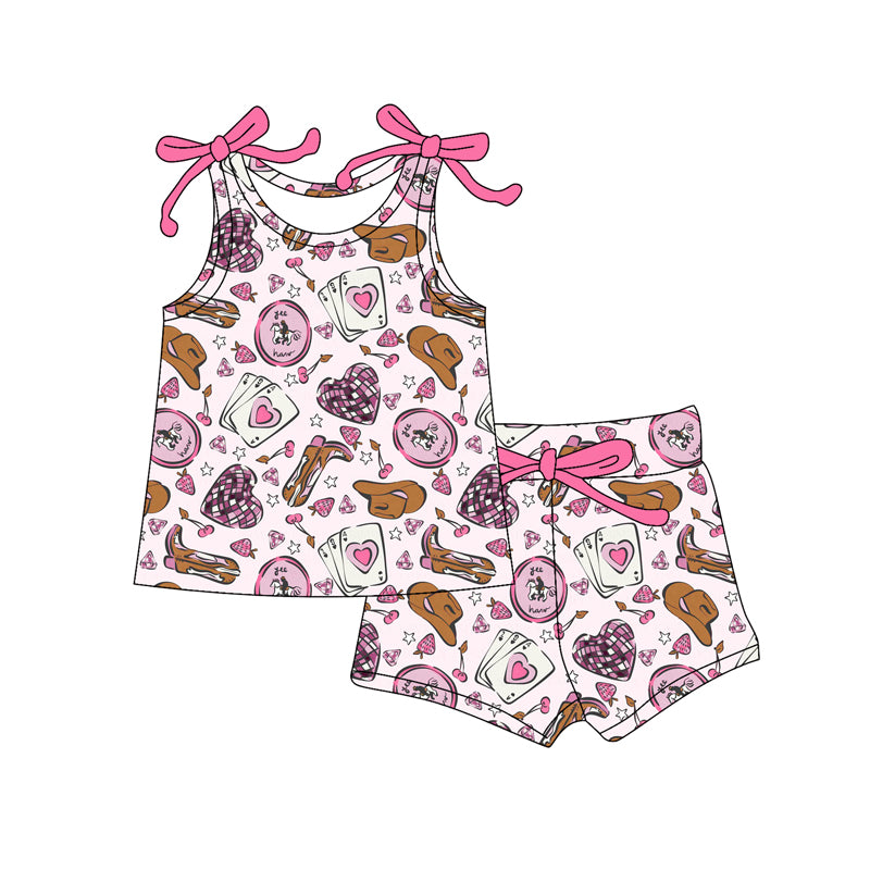 Valentines day top matching shorts girls summer outfit
