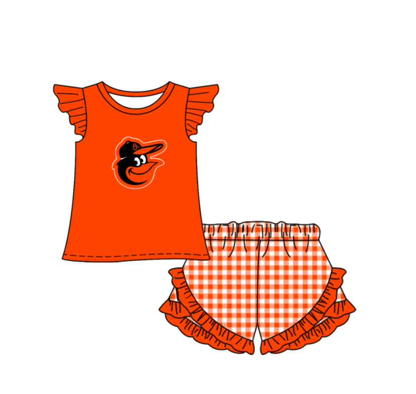 Custom team Baltimore Orioles top matching shorts girl summer outfit