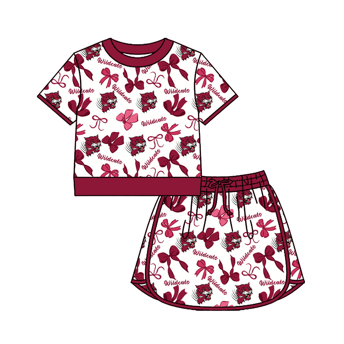 Custom team pullover top matching skorts girl summer outfit
