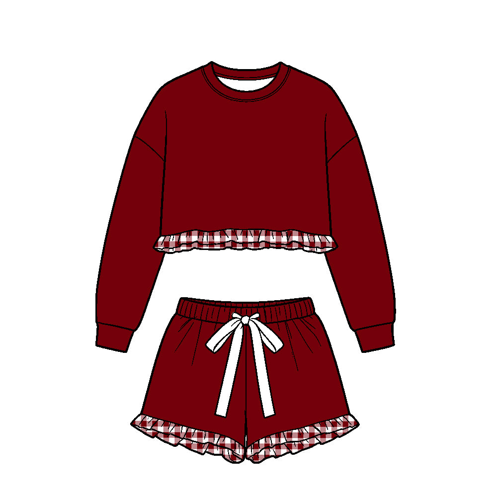 Solid cotton short sleeve top matching shorts girls clothes