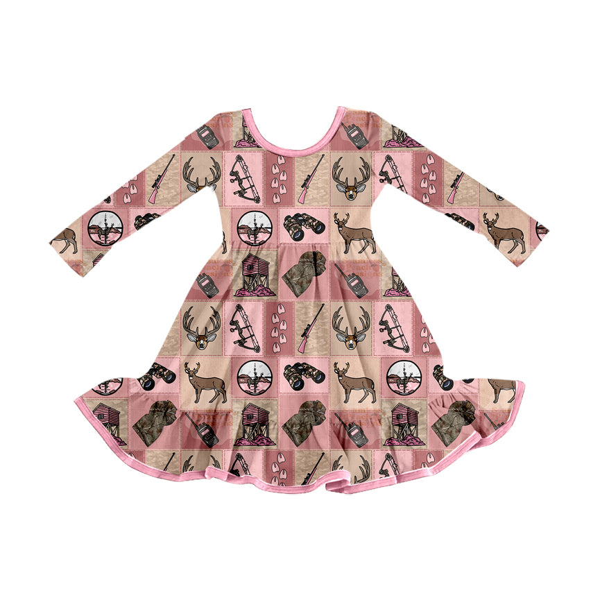 Toddle girls gone hunting deer design long sleeve dress