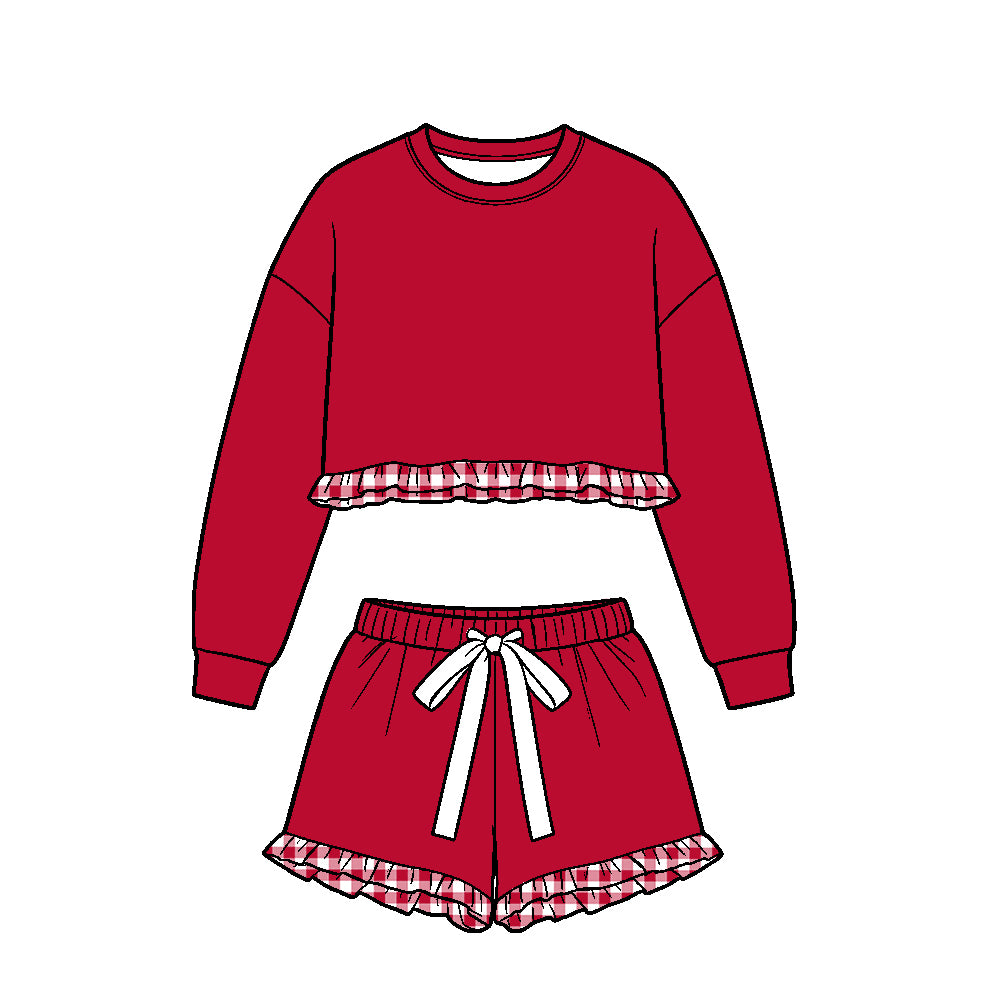 Solid cotton short sleeve top matching shorts girls clothes