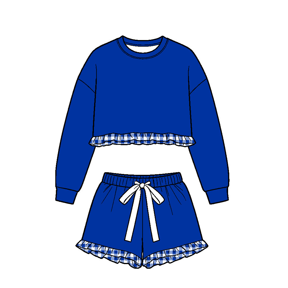 Solid cotton short sleeve top matching shorts girls clothes
