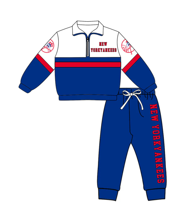 Kids long sleeve team pullover top matching pants outfit wholesal factory price