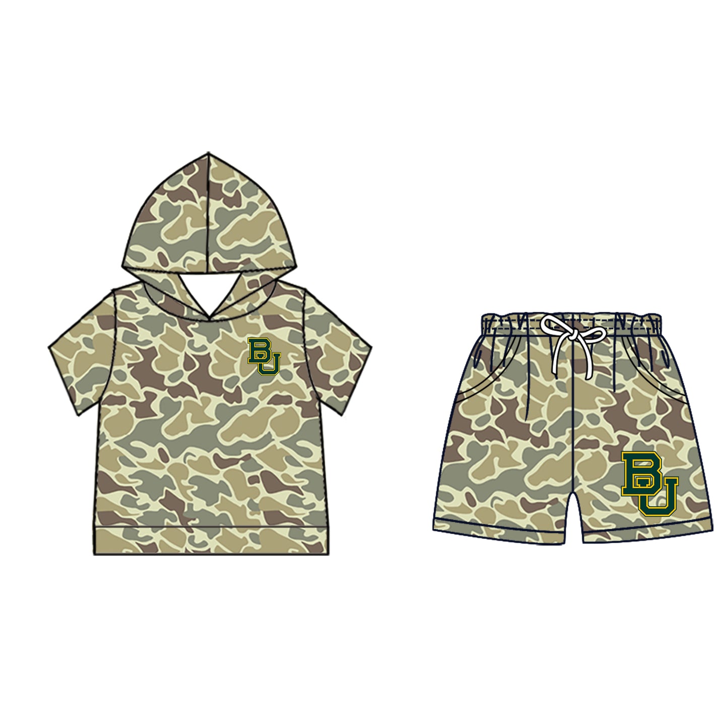 Kids short sleeve hoodie set wholesal factory price