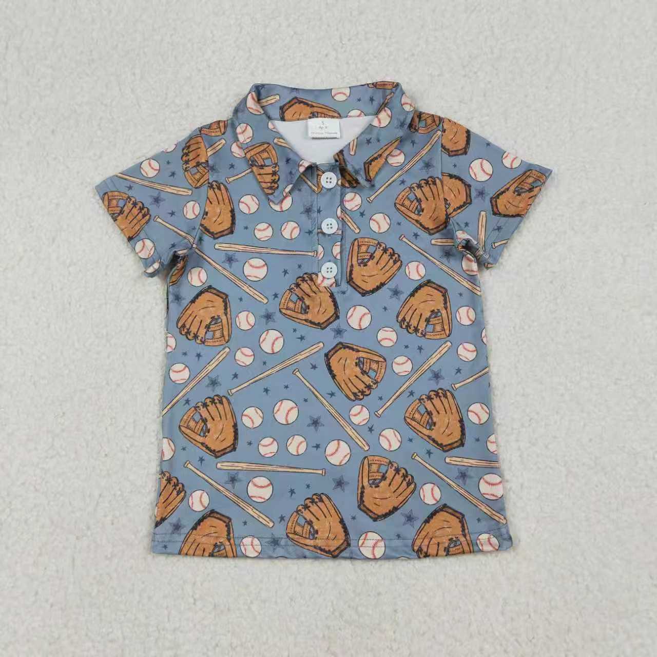 Baseball design boy short sleeve polo shirt
