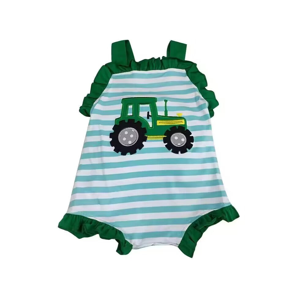 toddle girl farm tractor romper