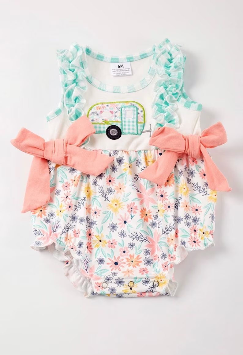 toddle girls camping floral romper