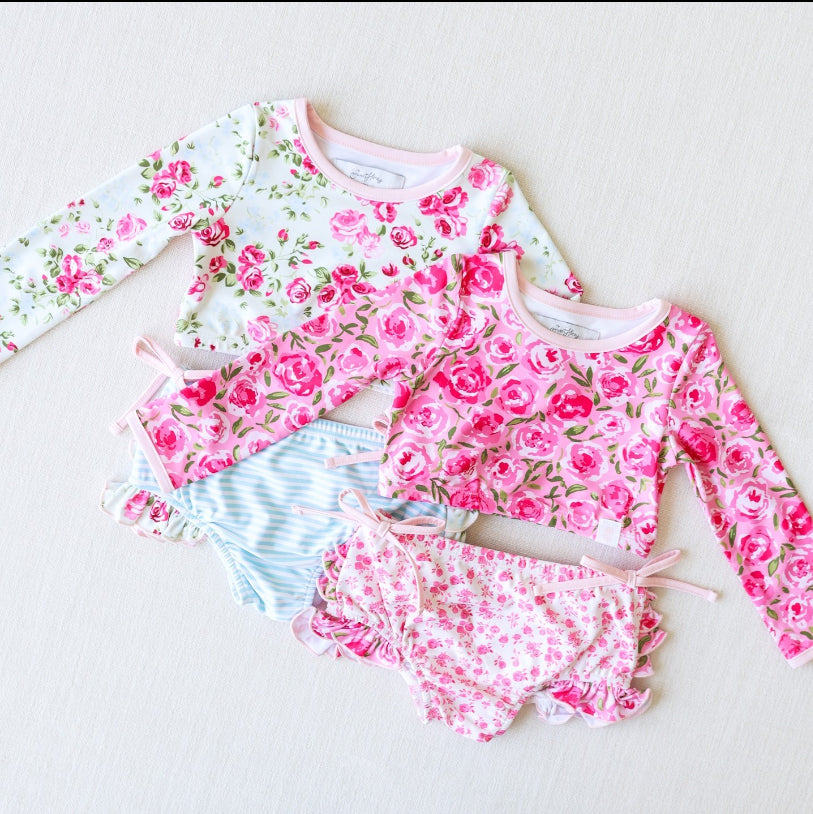 custom order girl long sleeve floral bathing suit, moq 5sets.