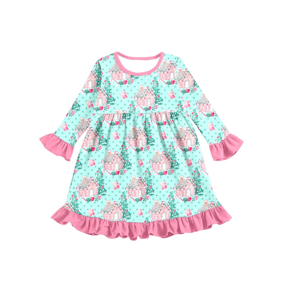 Christmas tree house long sleeve holiday dress